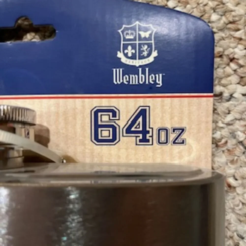 Flask . 64 Oz Brushed Stainless Steel ........... Wembly Tailgate Overtime Flask